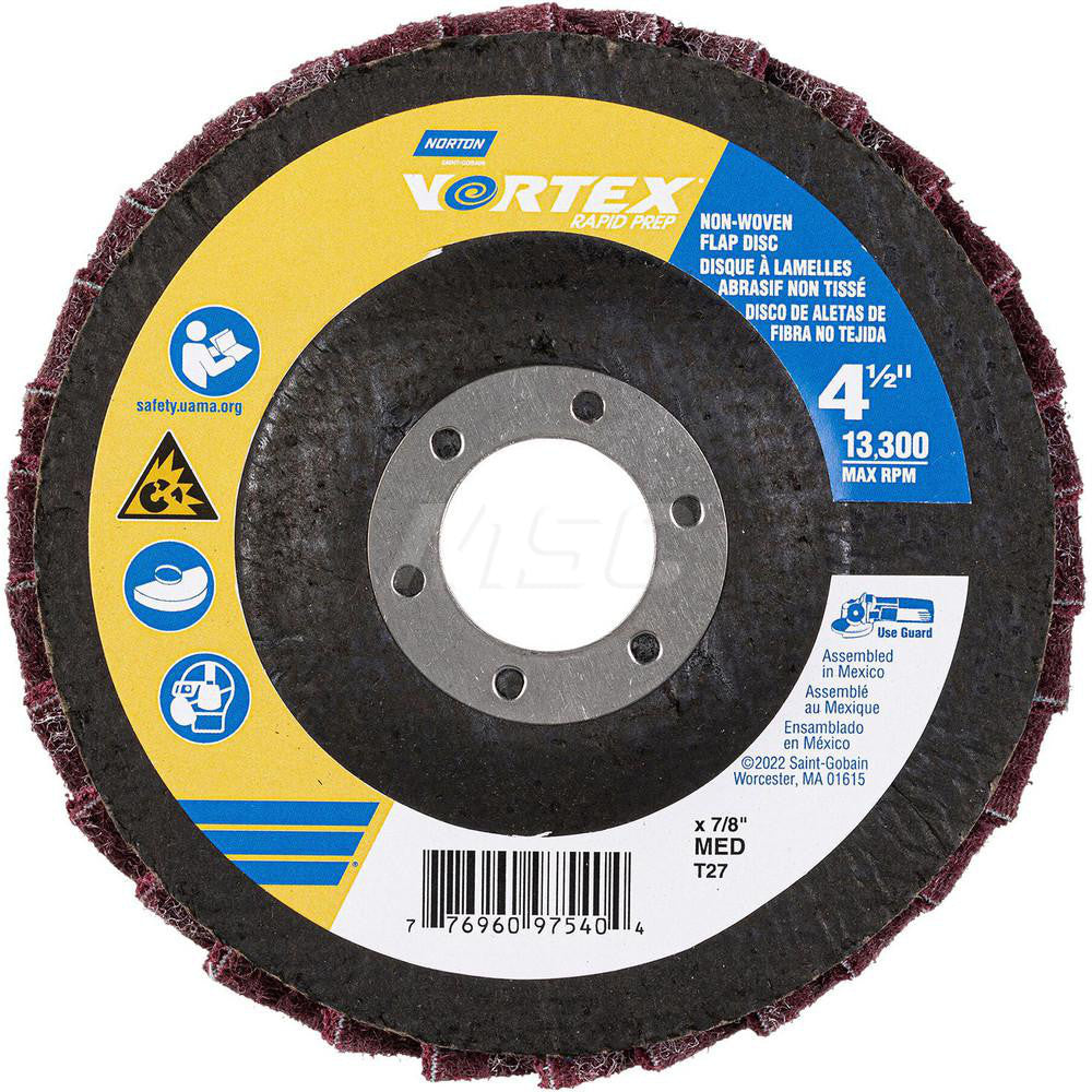 Norton 77696097540 Flap Disc 4-1/2" Dia, 7/8" Hole, Aluminum Oxide, Type 27