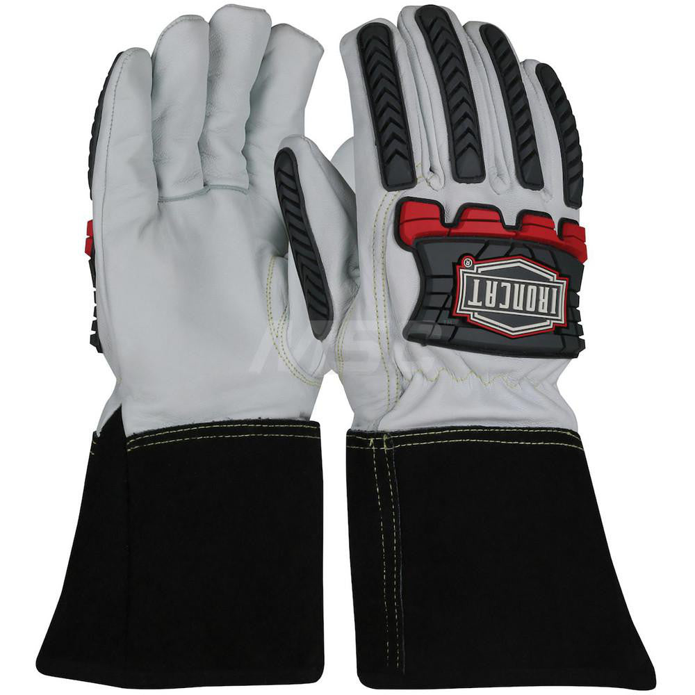 PIP 6244/M Welding Gloves Ironcat 6244, Size Medium, Uncoated-Coated, Grain Goatskin Leather, Pair, for TIG