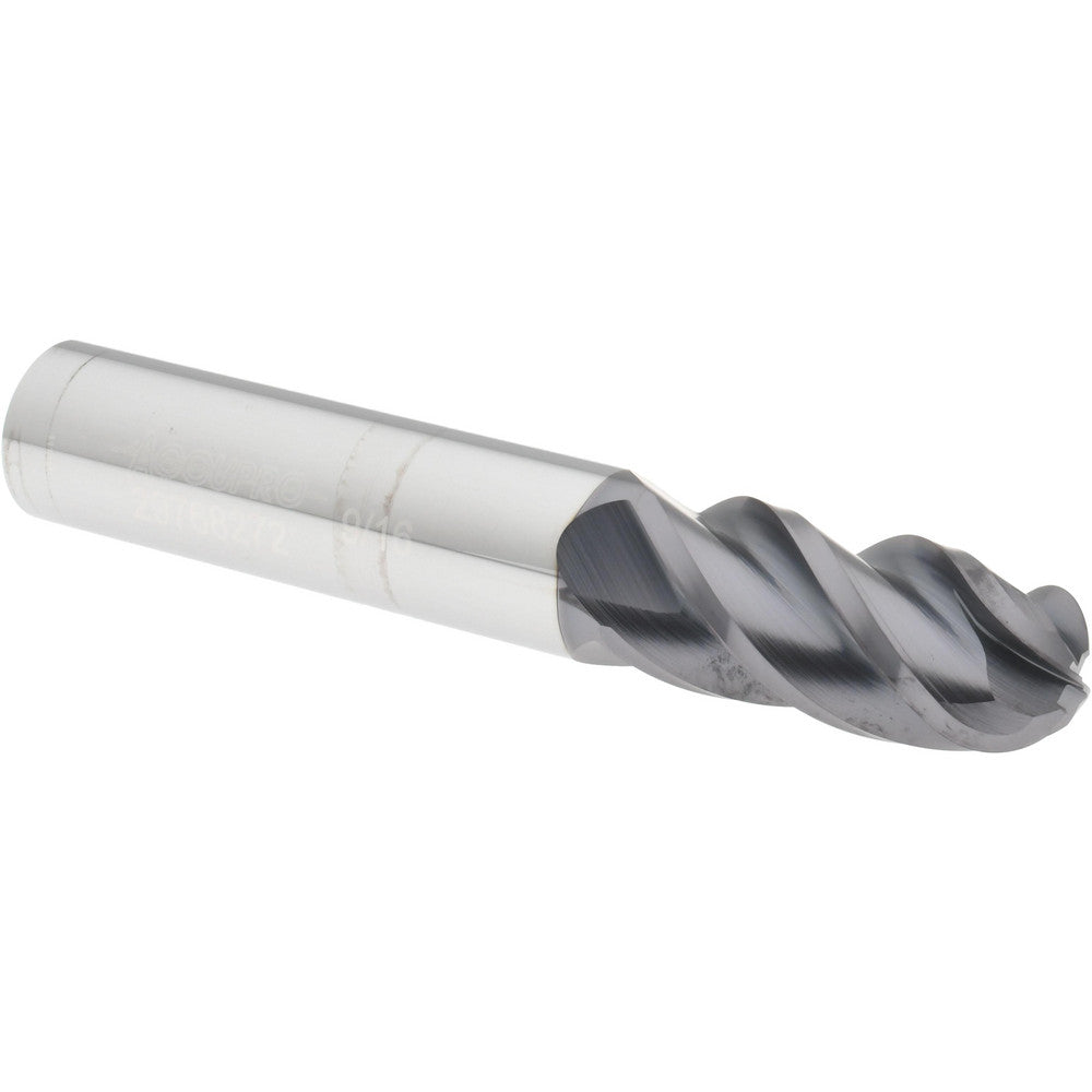 Accupro 29768272 Ball End Mill 0.563" Dia, 1.25" LOC, 4 Flute, Solid Carbide