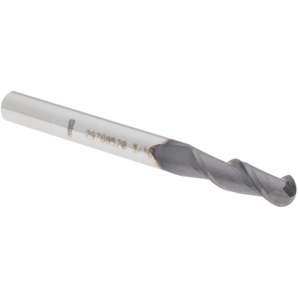Accupro 29768520 Ball End Mill 0.188" Dia, 0.375" LOC, 2 Flute, Solid Carbide