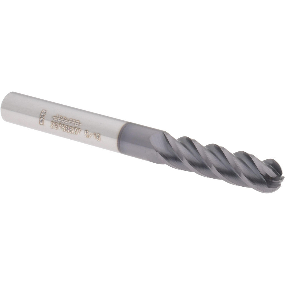 Accupro 29768637 Ball End Mill 0.313" Dia, 1.125" LOC, 4 Flute, Solid Carbide