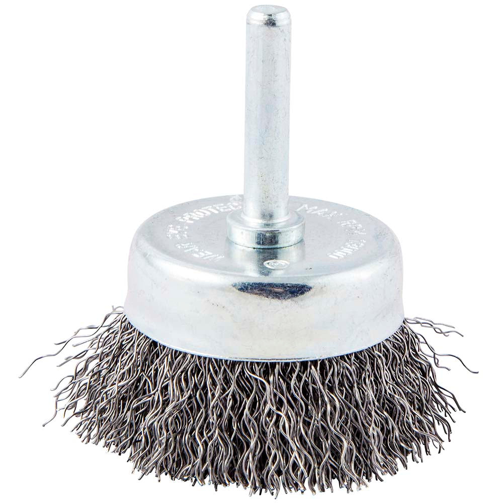 Norton 66252839110 Cup Brush 2" Dia, 0.012" Wire Dia, Carbon Steel, Crimped