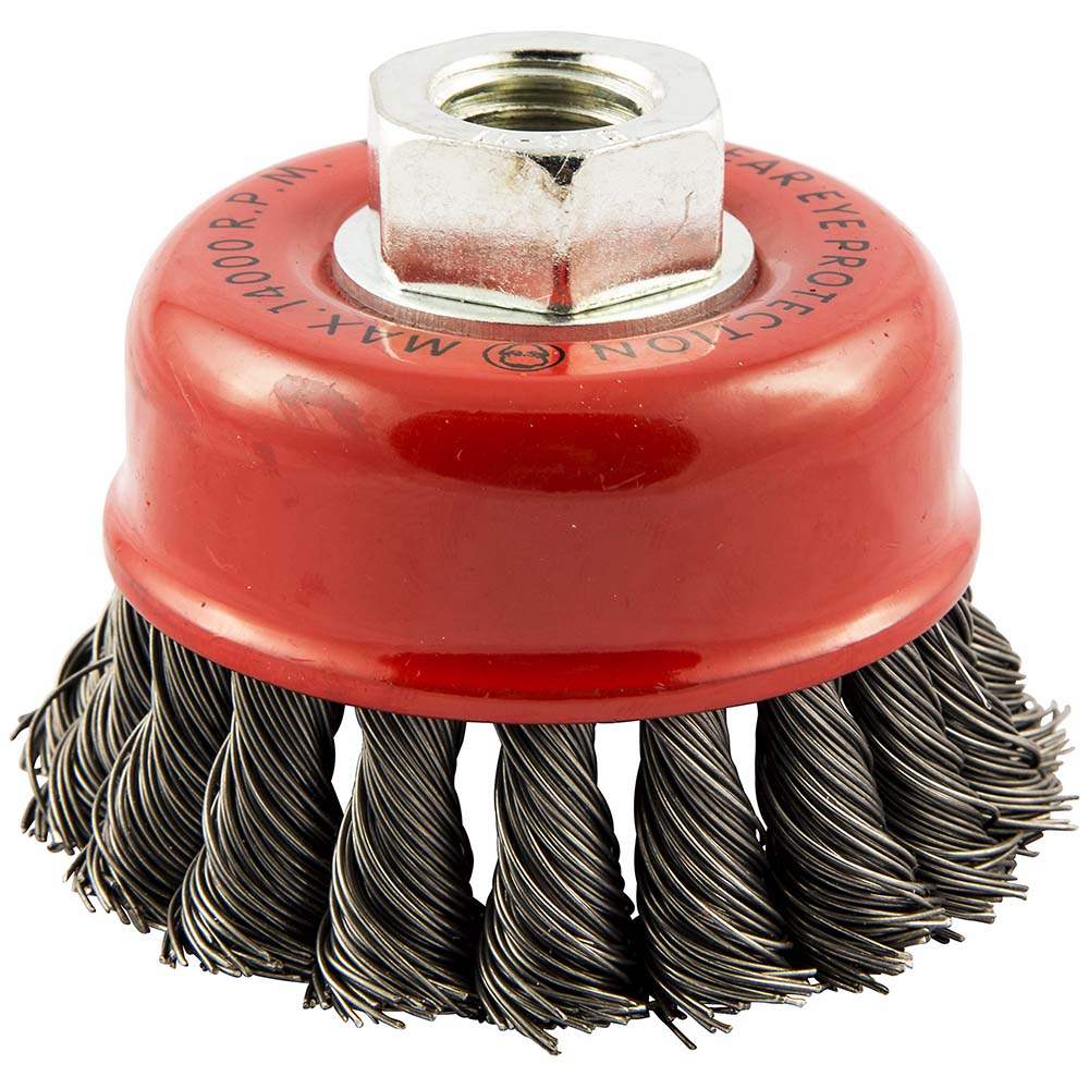 Norton 66252839033 Cup Brush 2-3/4" Dia, 0.02" Wire Dia, Carbon Steel, Knotted