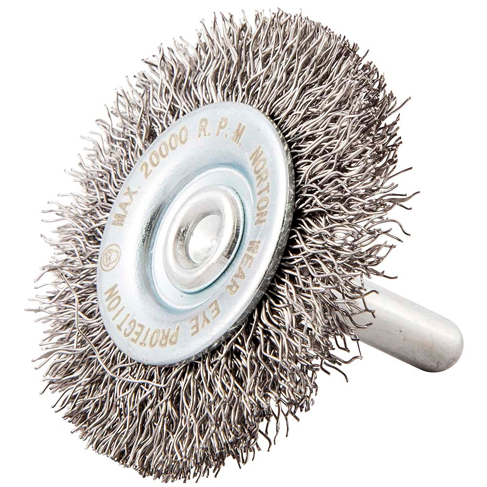 Norton 66252839030 Wheel Brush 2" Wheel Dia, 3/8" Face Width, Crimped