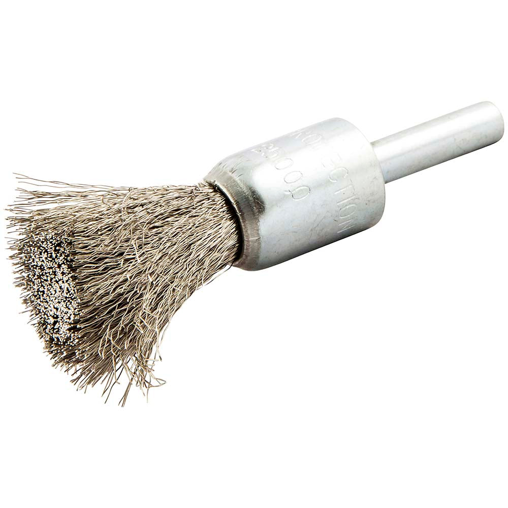 Norton 66252839043 End Brushes 1/2" Dia, Stainless Steel, Crimped Wire