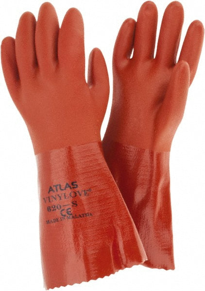 SHOWA 620S-07 Chemical Resistant Gloves Small, 18 mil Thick, Polyvinylchloride-Coated, Polyvinylchloride, Supported