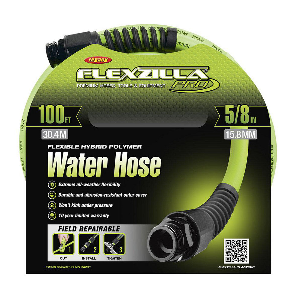 Legacy HFZWP5100 Garden Hose 5/8" Dia, 100 ft, 3/4" GHT Thread, Green, Hybrid Polymer, 150 psi