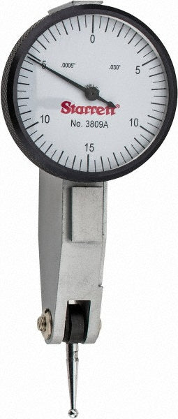 Starrett 12305 Dial Test Indicators 0.03 Max, 0-15-0, Horizontal
