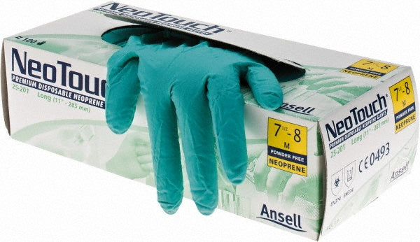 Ansell 385680 Disposable Glove Series Microflex Neotouch, Size Medium, 5.1 mil, Synthetic Polymer Coated, Neoprene, Chemical-Resistant Grade, Powder-Free
