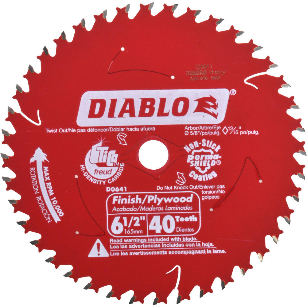 DIABLO D0641X Wet & Dry Cut Saw Blade 6-1/2" Dia, 5/8" Arbor Hole, 0.059" Kerf Width, 40 Teeth