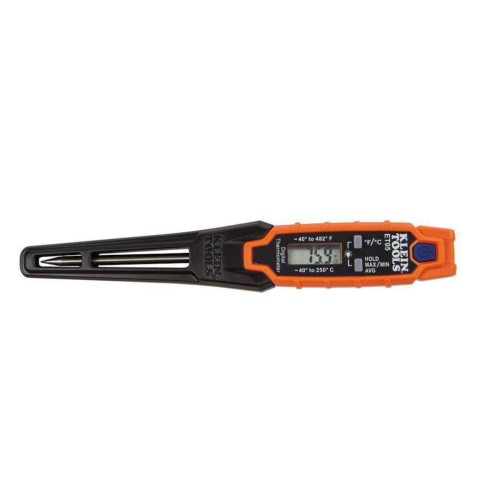 Klein Tools ET05 Digital Panel Thermometer 482 ° F, Stainless Steel Probe Sensor