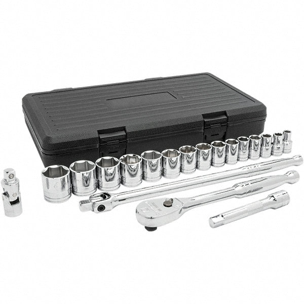 GEARWRENCH 80791 Standard Socket Set 19 Pc, 1/2" Drive, 3/8 to 1-1/4" Socket