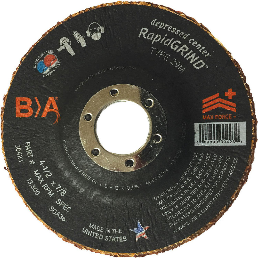 BULLARD 30423 Depressed Center Wheel Type 29, 4-1/2" Dia, 1/8" Thick, Ceramic