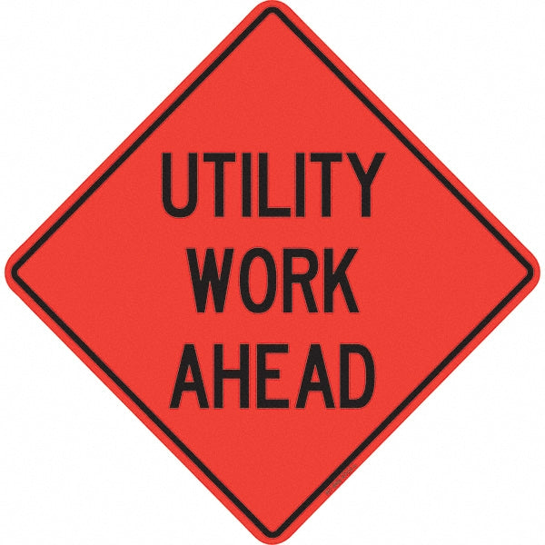 PRO-SAFE 07-800-4723-L Traffic Control Sign Triangle, "Utility Work Ahead"