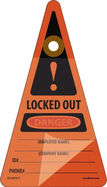 AccuformNMC CU-307217 Lockout Tag Rectangle, 7" High, 4" Wide, Unrippable Vinyl, "Danger"