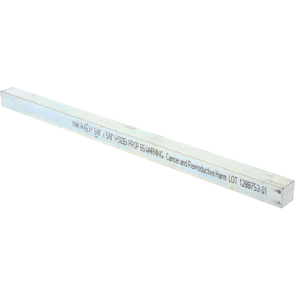 Mak-A-Key 3606250625-12 Oversized Key Stock 5/8" High, 5/8" Wide, 12" Long, Steel, Zinc-Plated