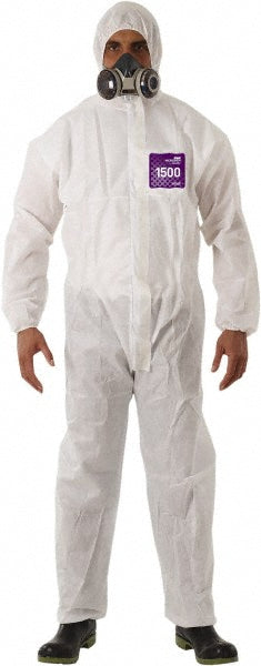 Ansell WH15-S-92-100-04 Series 68-1500 Disposable Coveralls Size Large, 1.47 oz, SMS, Zipper Closure