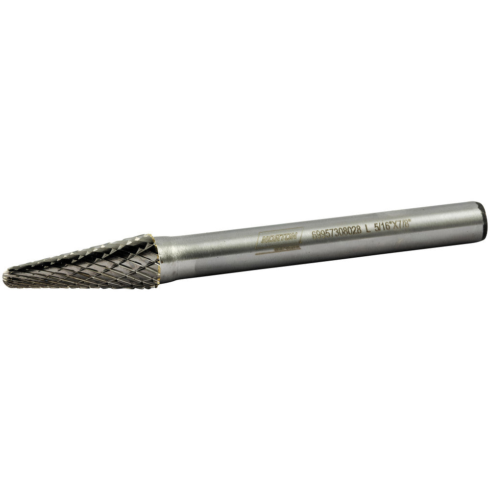 Norton 69957308029 Abrasive Bur SL-3, 3/8" Cut Dia, Ball Nose Cone, Double Cut