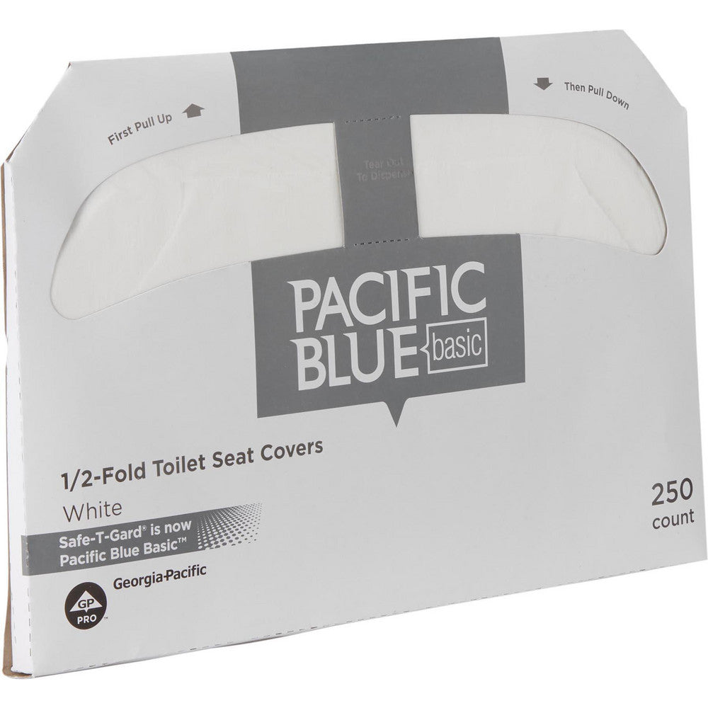 Georgia Pacific 47046 Pacific Blue Basic 1/2-Fold Toilet Seat Cover, White