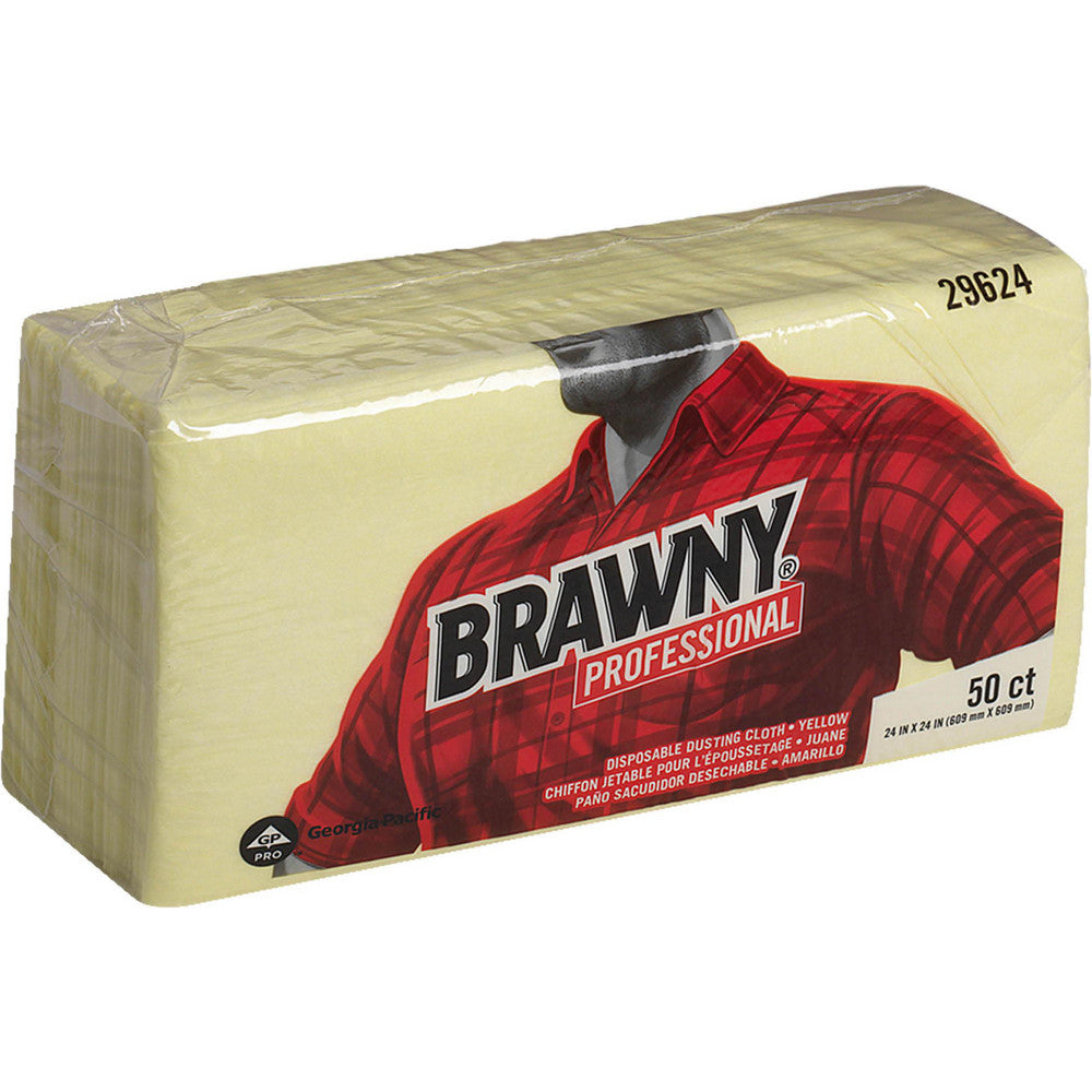 Brawny Professional 29624 Disposable Dusting Cloths, 24" x 24", Yellow
