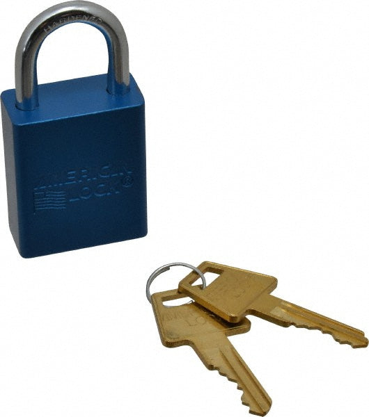 American Lock A1105BLU Lockout Padlock Keyed Different, Aluminum, 1" High, Steel Shackle, Blue