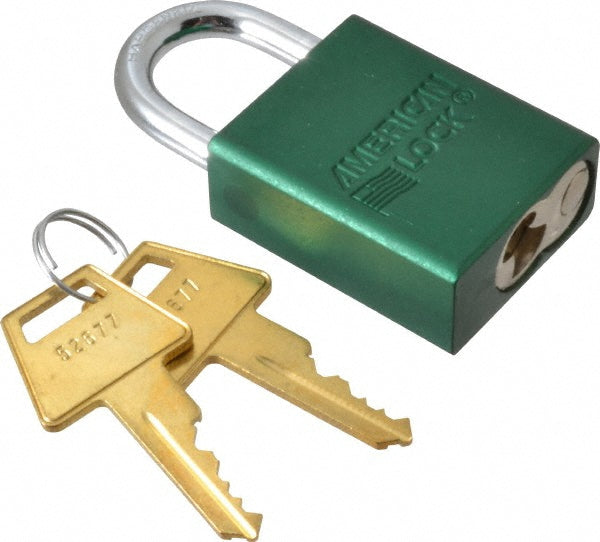 American Lock A1105GRN Lockout Padlock Keyed Different, Aluminum, 1.0000™ High, Steel Shackle, Green