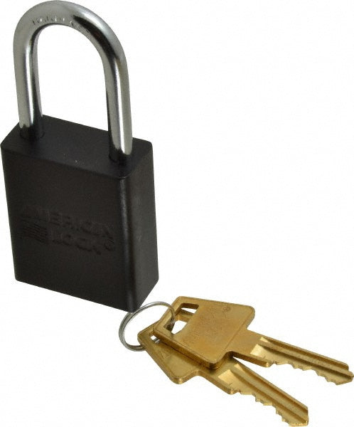 American Lock A1106BLK Lockout Padlock Keyed Different, Aluminum, Steel Shackle, Black
