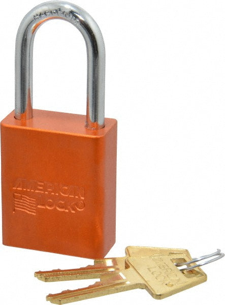 American Lock A1106ORJ Lockout Padlock Keyed Different, Aluminum, Steel Shackle, Orange
