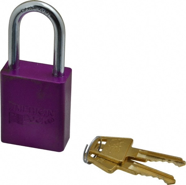 American Lock A1106PRP Lockout Padlock Keyed Different, Aluminum, Steel Shackle, Purple