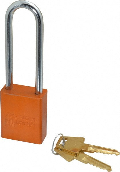 American Lock A1107KAORJ-22348 Lockout Padlock Keyed Alike, Aluminum, 3.0000™ High, Steel Shackle, Orange