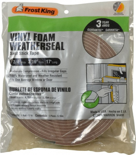 Frost King V449BH 17' Long x 3/4" Wide, Closed Cell PVC Foam Tape Weatherstripping