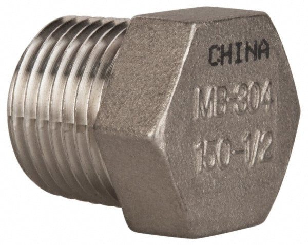 Merit Brass K417H-08 Pipe Hex Plug 1/2", 304 Stainless Steel