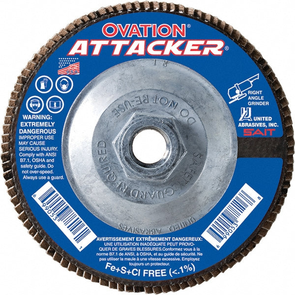 Sait 76316 Flap Disc 4-1/2" Dia, 40 Grit, Zirconia Alumina, Type 27