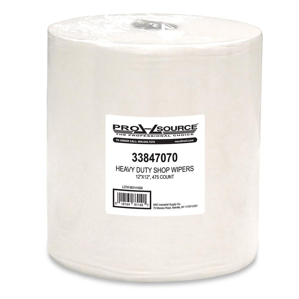 Pro-Source 91140 Heavy Duty Shop Wipers Roll, Dry, White, 475 Ct