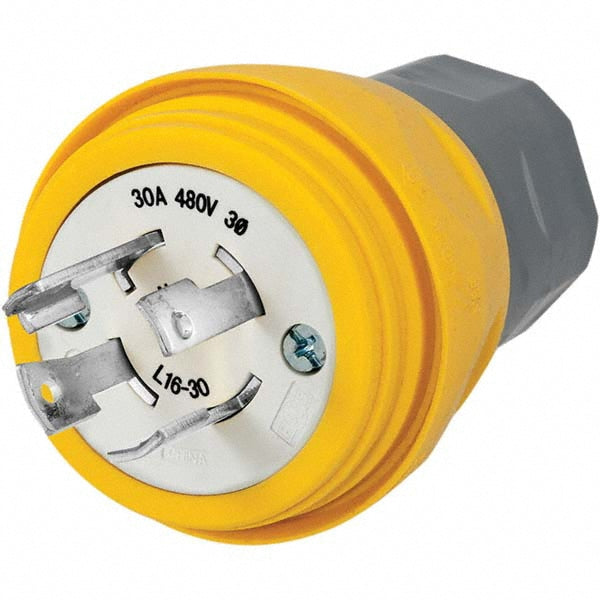 Hubbell Wiring Device-Kellems HBL28W76 Locking Inlet Plug, Industrial, L16-30P, 480V, Yellow