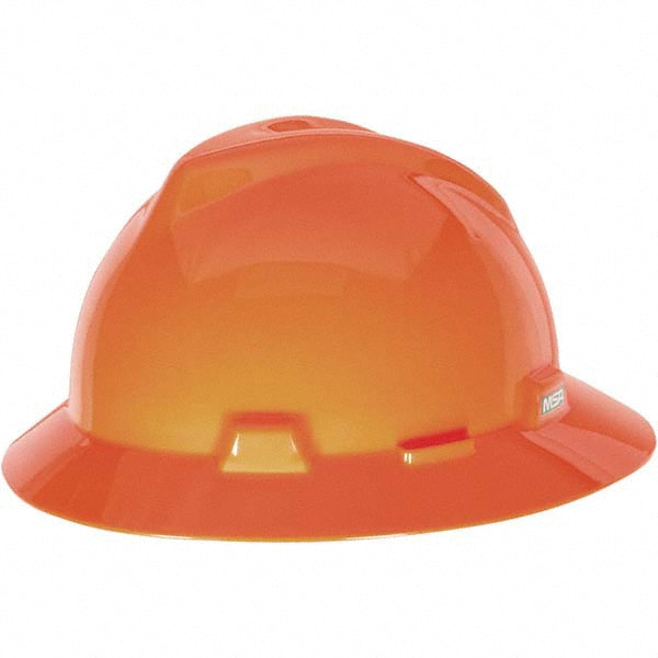 MSA 10021292 Hard Hat Impact Resistant, Full Brim, Type 1, Class E, 4-Point Suspension