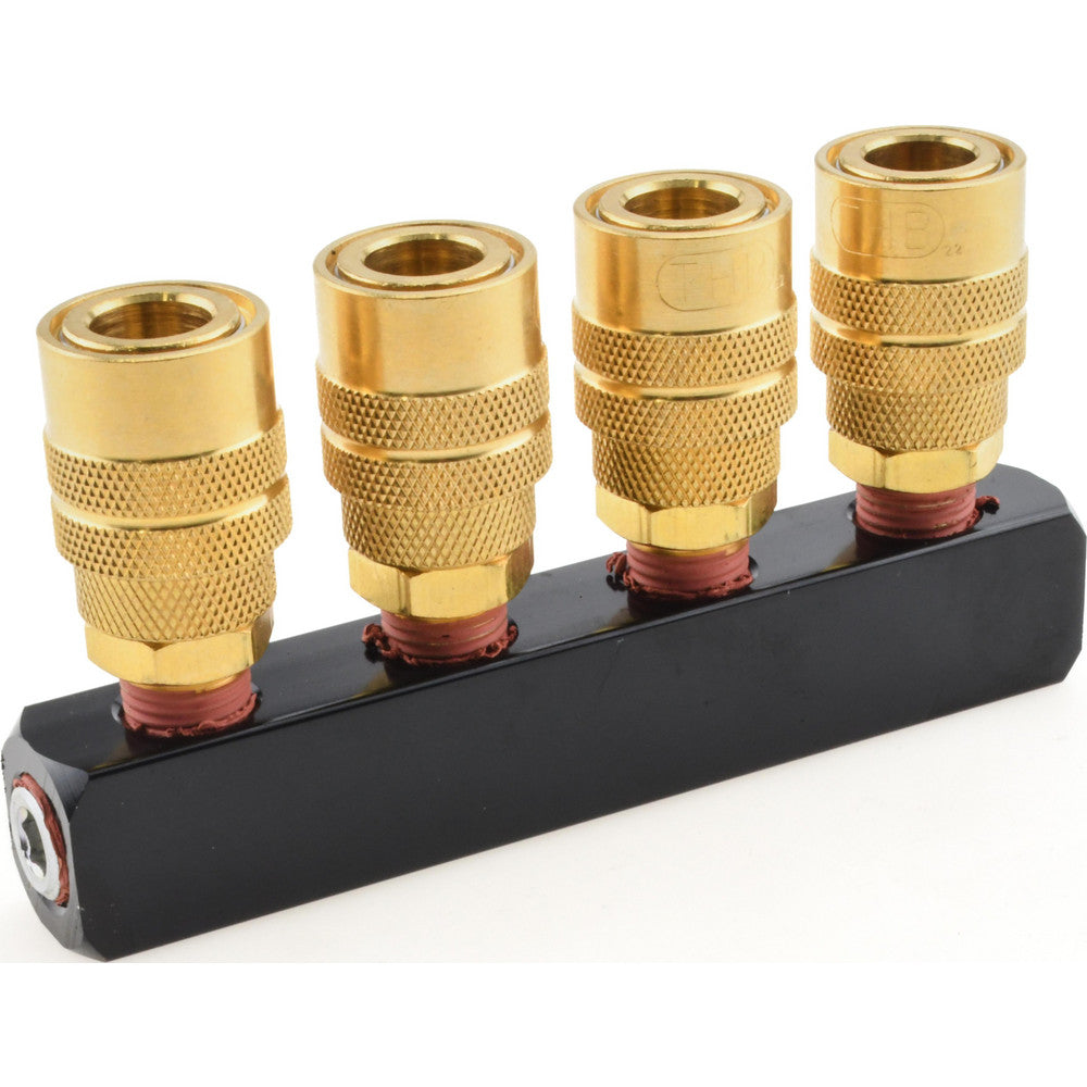 Value Collection 2620422525 Manifold 1/4" Inlet, 1/4" Outlet, 1 Inlet Port, 4 Outlet Ports, 4.9" OAL