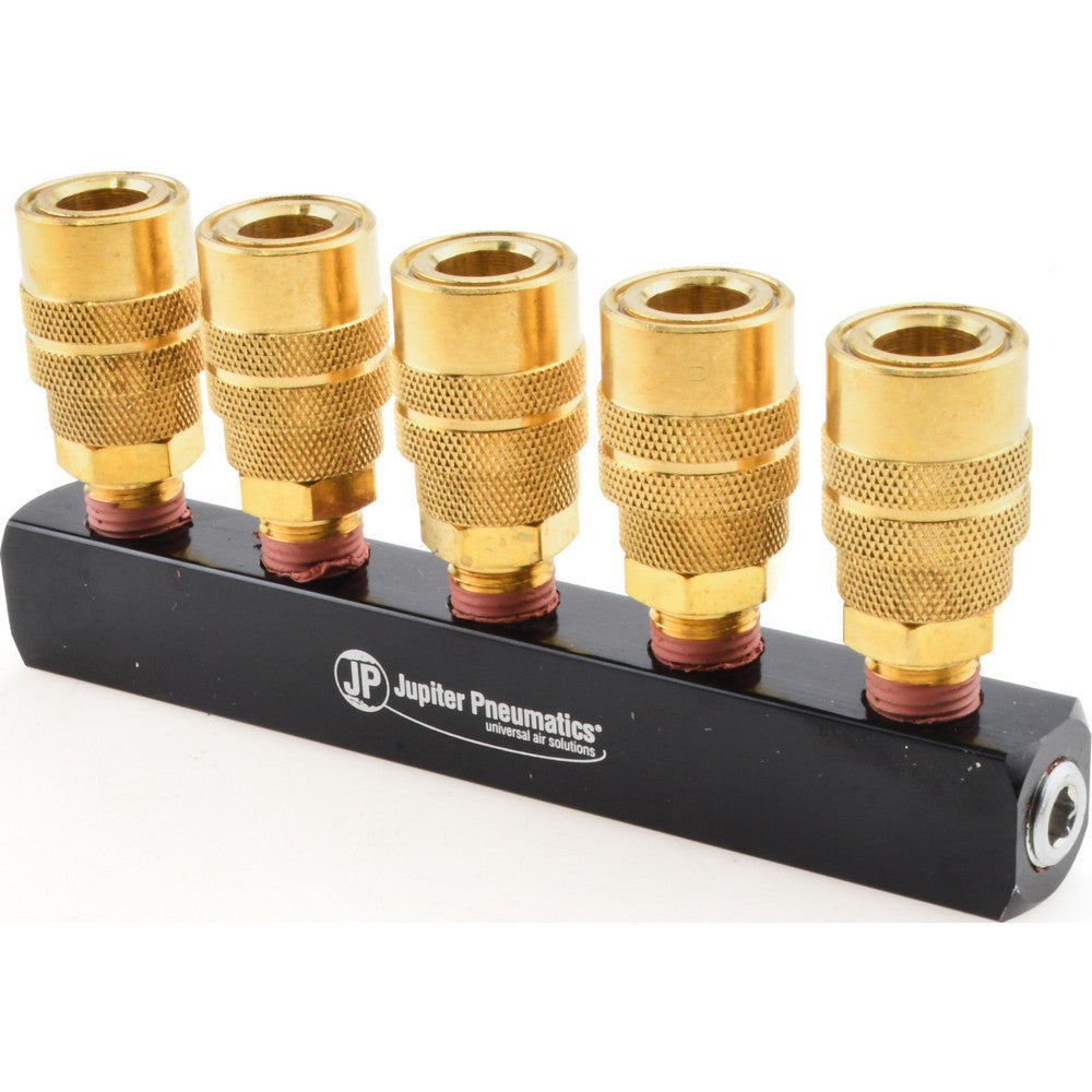 Value Collection 2620522525 Manifold 1/4" Inlet, 1/4" Outlet, 1 Inlet Port, 5 Outlet Ports, 6.1" OAL