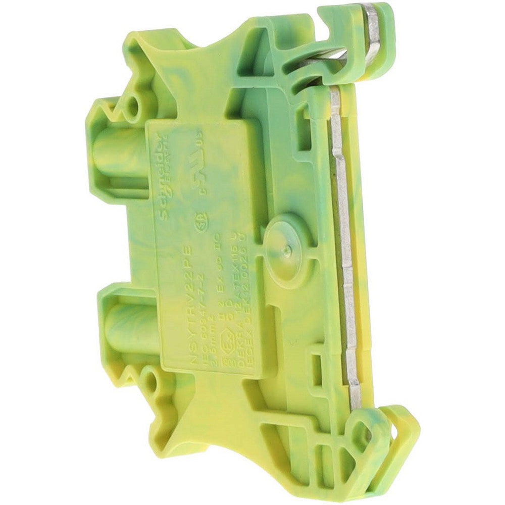 Schneider Electric NSYTRV22PE 1 Pole, 1,000 Volt, -40 to 266°F, DIN Rail Mount, Polyamide Grounding Terminal Block