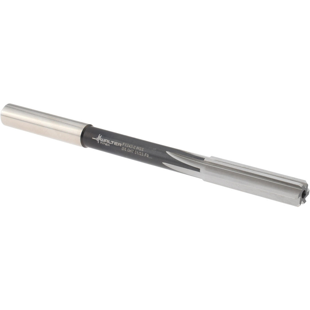 Walter-Titex 5071794 Chucking Reamer 8 mm Dia, 117 mm OAL, 33 mm Flute Length, Straight Flute, Straight-Cylindrical Shank, Cobalt Steel
