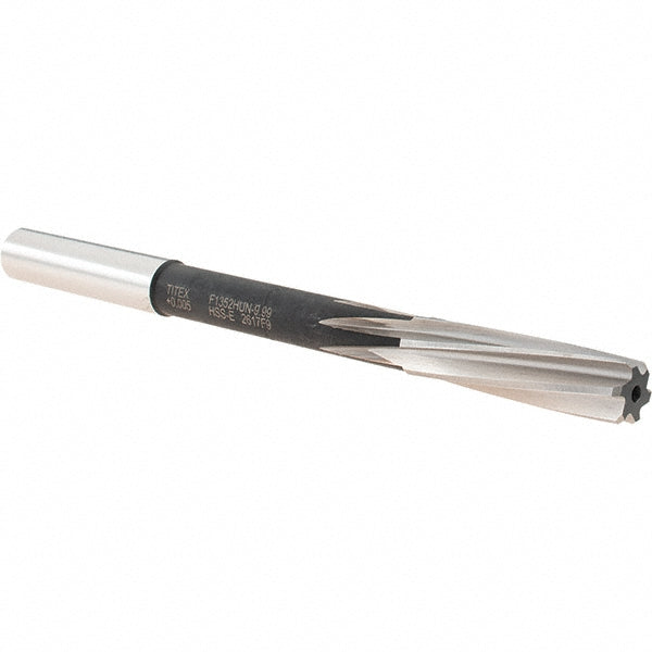 Walter-Titex 5073079 Chucking Reamer 9.99 mm Dia, 133 mm OAL, 38 mm Flute Length, Spiral Flute, Straight-Cylindrical Shank, Cobalt Steel