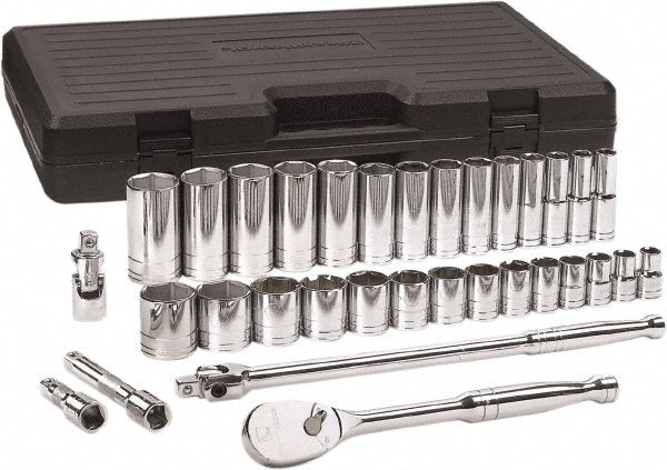 GEARWRENCH 80715 Deep Standard Socket Set 33 Pc, 1/2" Drive, 7/16 to 1-1/2" Socket