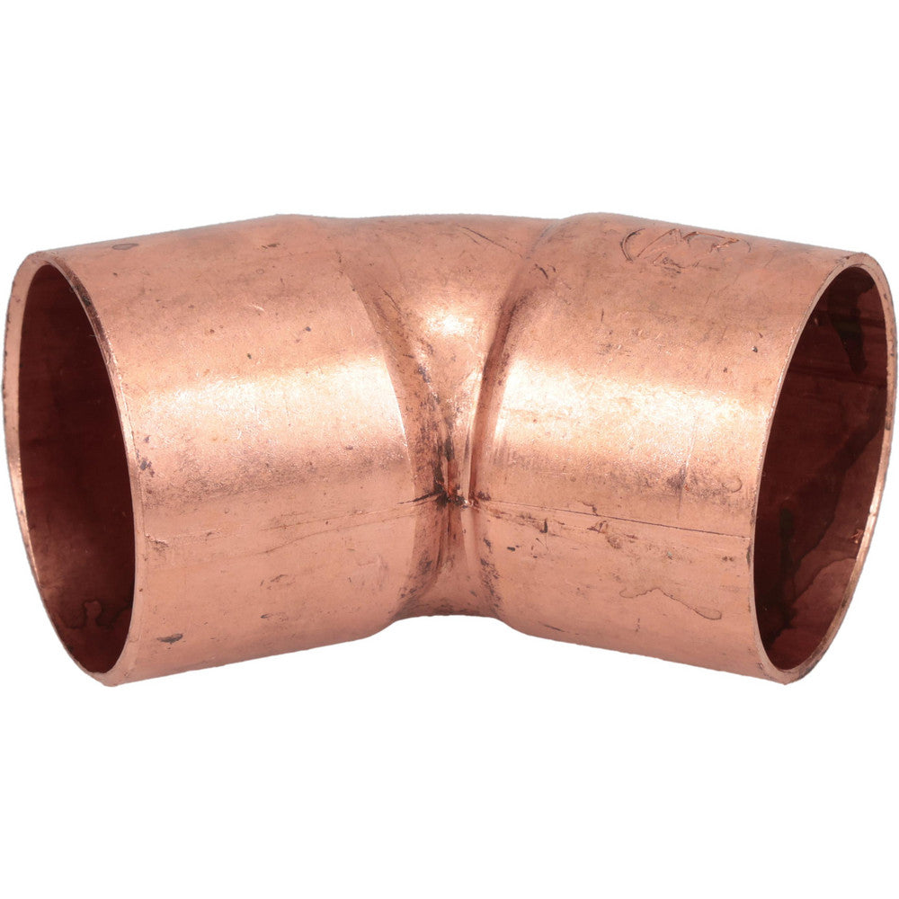 Mueller Industries W 03055 Wrot Copper Pipe 45 ° Elbow 1-1/2" Fitting, C x C, Solder Joint
