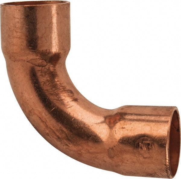Mueller Industries W 02722 Wrot Copper Pipe 90 ° Long Radius Elbow 1/2" Fitting, C x C, Solder Joint