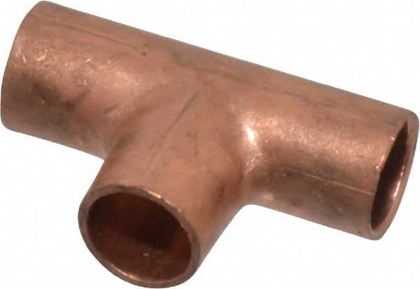 Mueller Industries W 40306 Wrot Copper Pipe Tee 1/8" Fitting, C x C x C, Solder Joint
