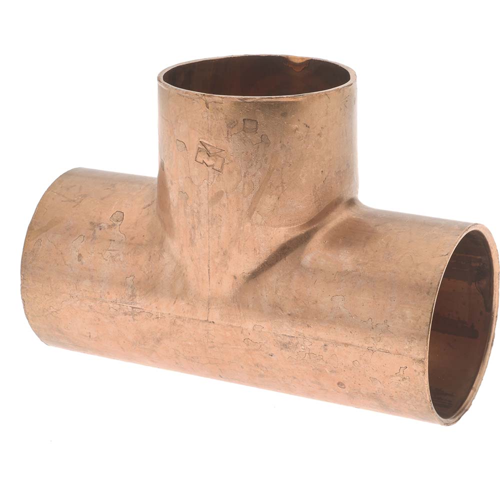 Mueller Industries W 04068 Wrot Copper Pipe Tee 1-1/4" Fitting, C x C x C, Solder Joint