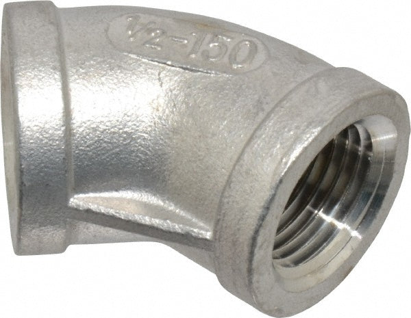 Merit Brass K402-08 Pipe 45 deg Elbow 1/2", 304 Stainless Steel