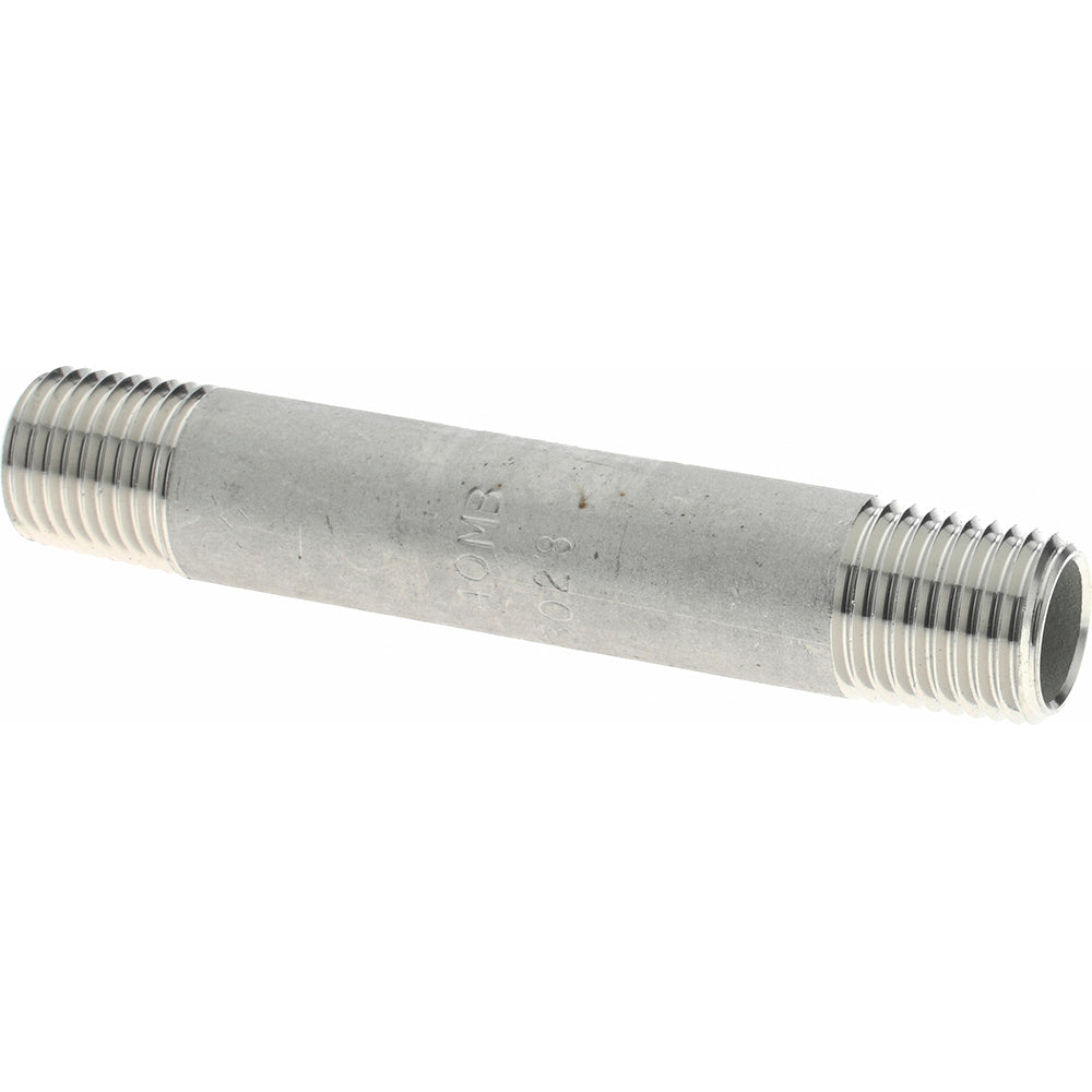 Merit Brass 4004-300 Stainless Steel Pipe Nipple 1/4" Pipe, 3" Long, Grade 304 & 304L