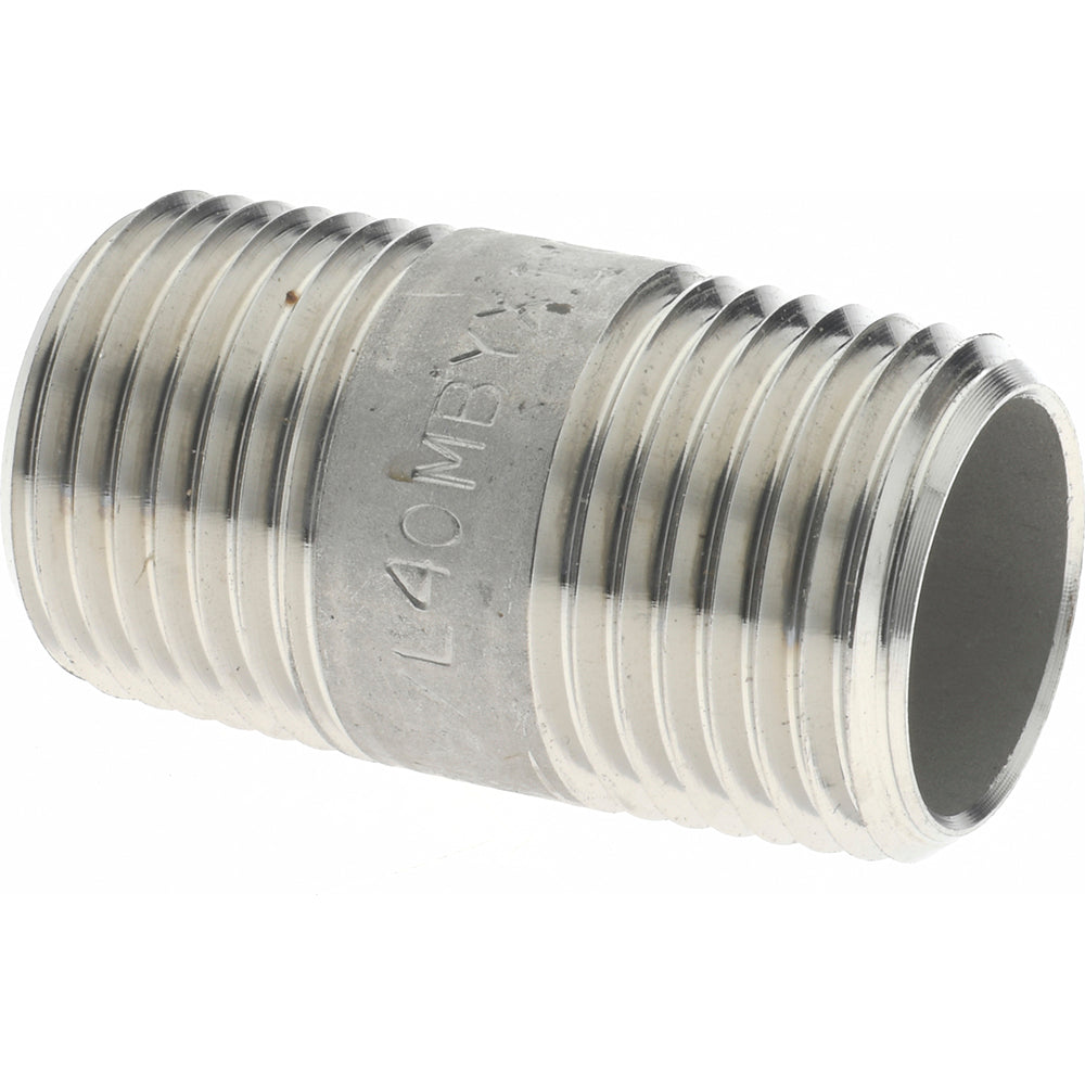 Merit Brass 4008-150 Stainless Steel Pipe Nipple 1/2" Pipe, Grade 304 & 304L