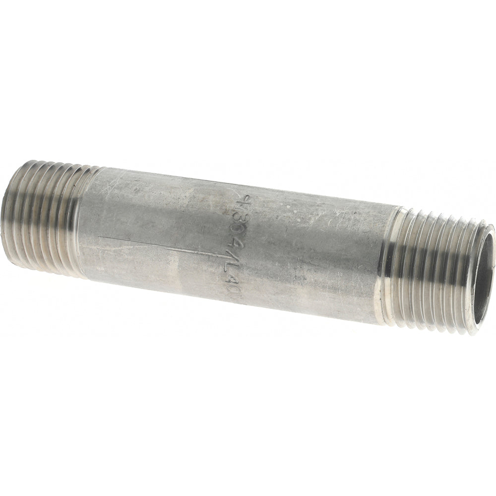 Merit Brass 4008-350 Stainless Steel Pipe Nipple 1/2" Pipe, Grade 304 & 304L